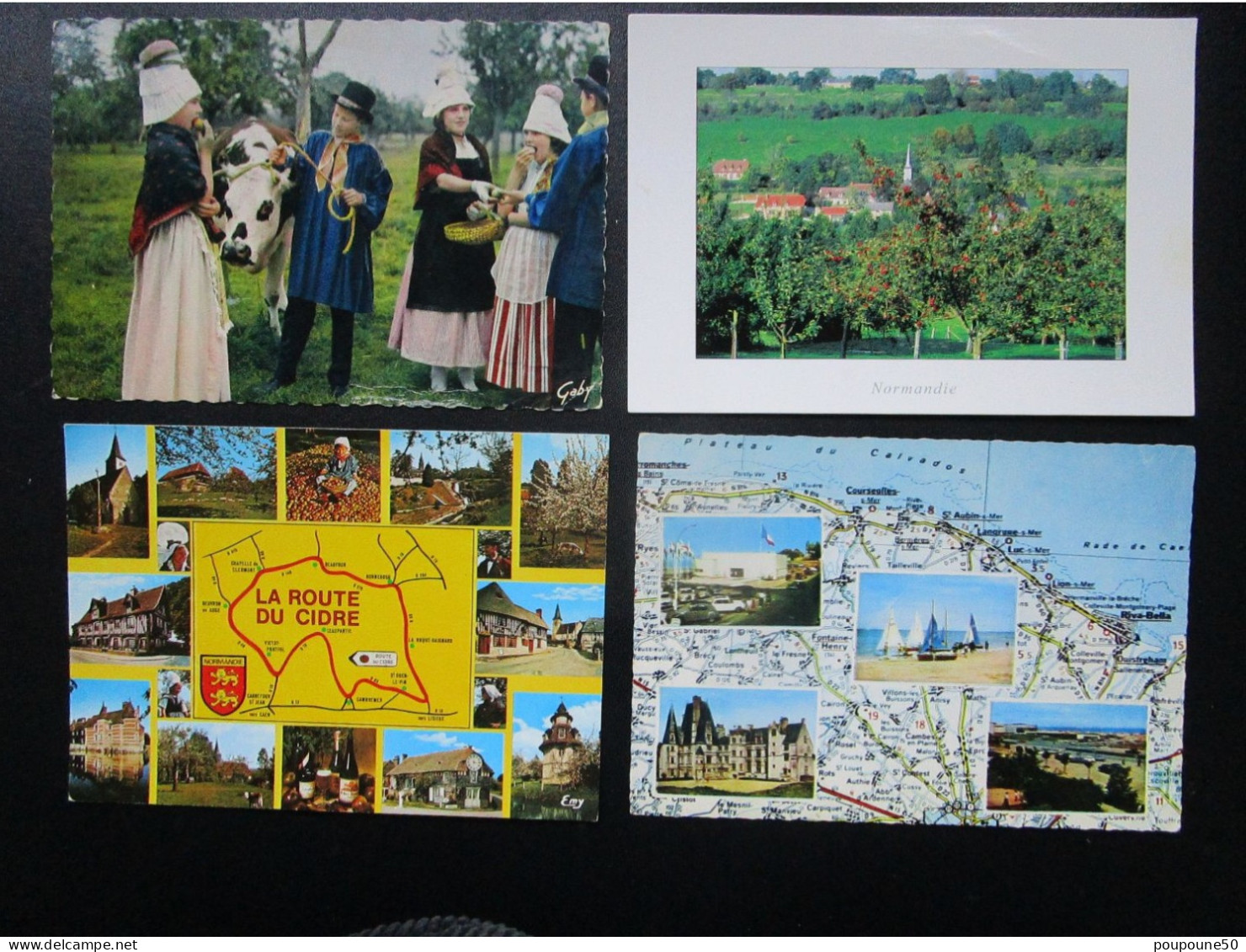 CP 14 NORMANDIE - Lot De 4 Cartes - La Côte De Nacre - Village Pays D'Auge, Route Du CIDRE, Folklore - World