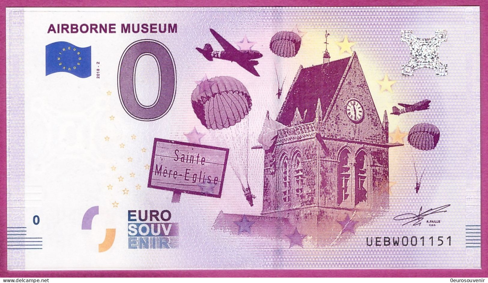 0-Euro UEBW 2018-2  AIRBORNE MUSEUM - Private Proofs / Unofficial