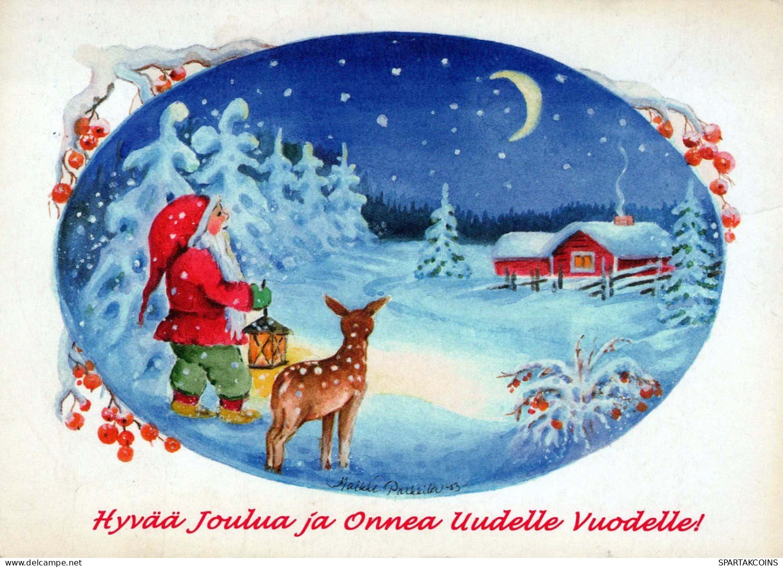 SANTA CLAUS Happy New Year Christmas GNOME Vintage Postcard CPSM #PBM154.A - Santa Claus