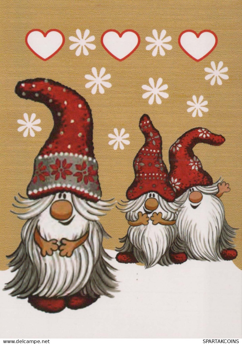 SANTA CLAUS Happy New Year Christmas GNOME Vintage Postcard CPSM #PBL983.A - Santa Claus