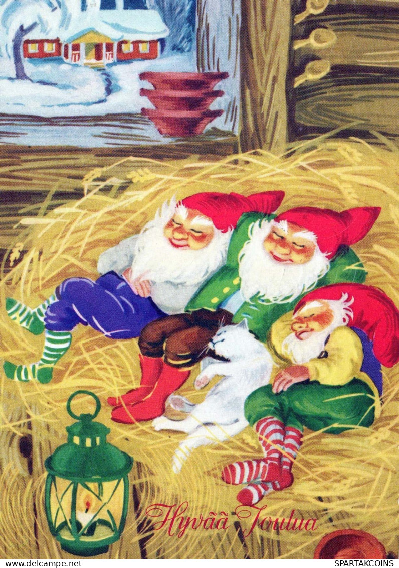 PAPÁ NOEL Feliz Año Navidad GNOMO Vintage Tarjeta Postal CPSM #PBL934.A - Santa Claus
