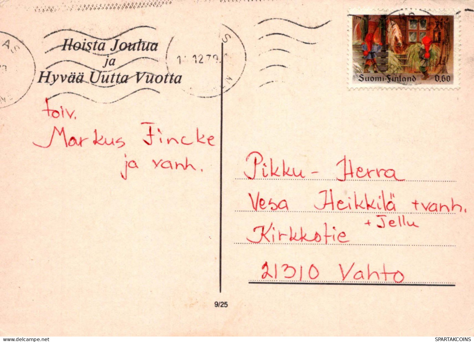 PAPÁ NOEL Feliz Año Navidad GNOMO Vintage Tarjeta Postal CPSM #PBL924.A - Santa Claus