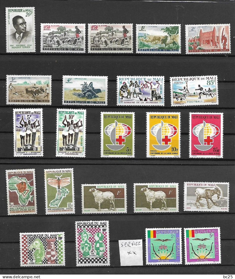 MALI-AERIEN-45 TRES BEAUX TIMBRES DONT 28 NEUFS * * 7 NEUFS * ET 10 OBLITERES -SETIES COMPLETES- PAS EMINCES-DEPUIS1959- - Malí (1959-...)