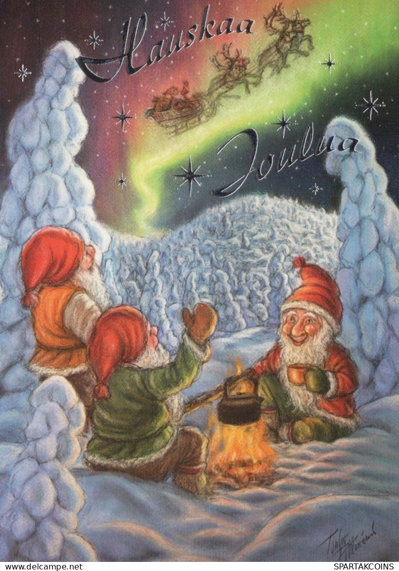 PÈRE NOËL Bonne Année Noël GNOME Vintage Carte Postale CPSM #PBL856.A - Santa Claus