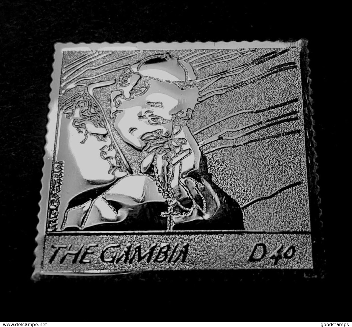 Gambia 2005, Pope John Paul II With Rosary, Sterling Silver Foil/embossed Stamp, Death Of The Pope, MNH , Mi. 5551 - Gambia (1965-...)