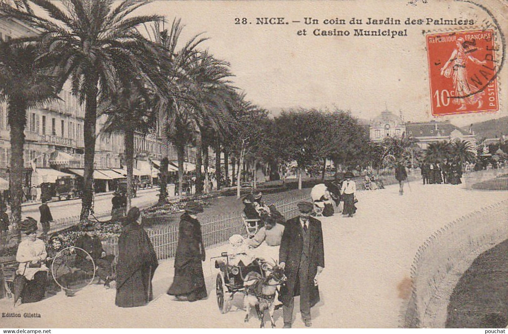 OP 9-(06) NICE - UN COIN DU JARDIN DES PALMIERS ET CASINO MUNICIPAL - ATTELAGE DE CHEVRE - ENFANT AVEC CERCEAU - 2 SCANS - Carnaval