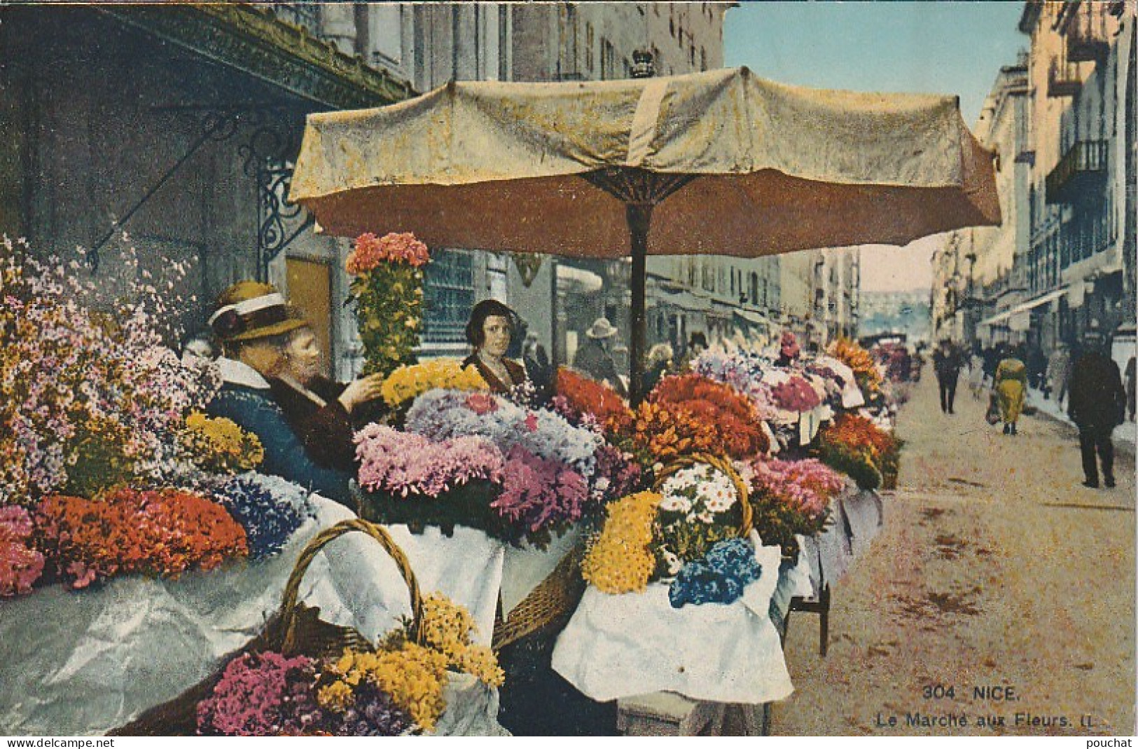 OP 9- (06) NICE - LE MARCHE AUX FLEURS -  ETAL FLEURI -  CARTE COULEURS   - 2 SCANS - Petits Métiers