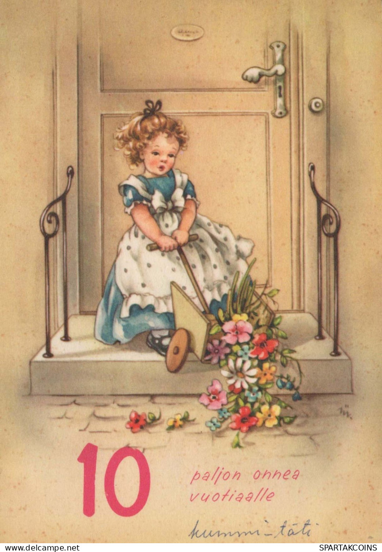 JOYEUX ANNIVERSAIRE 10 Ans FILLE ENFANTS Vintage Postal CPSM #PBT764.A - Birthday