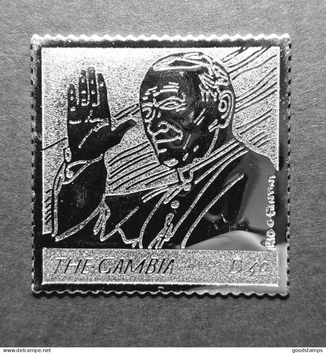 Gambia 2005, Pope John Paul II Greeting , Sterling Silver Foil/embossed Stamp, Death Of The Pope, MNH, Mi. 5556 - Gambia (1965-...)