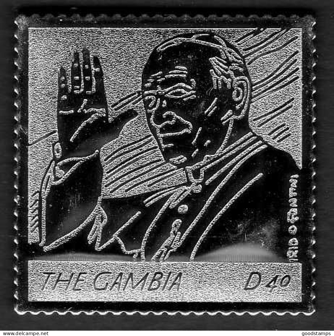 Gambia 2005, Pope John Paul II Greeting , Sterling Silver Foil/embossed Stamp, Death Of The Pope, MNH, Mi. 5556 - Gambia (1965-...)