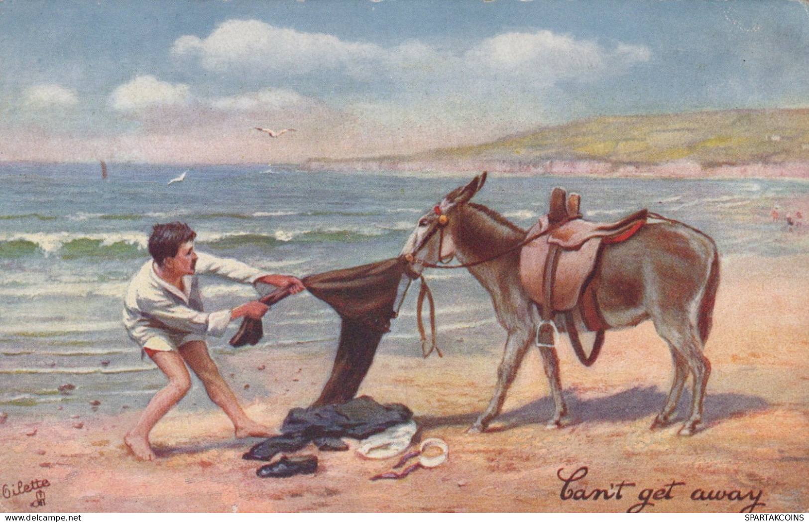 ESEL Tiere Vintage Antik Alt CPA Ansichtskarte Postkarte #PAA304.A - Donkeys
