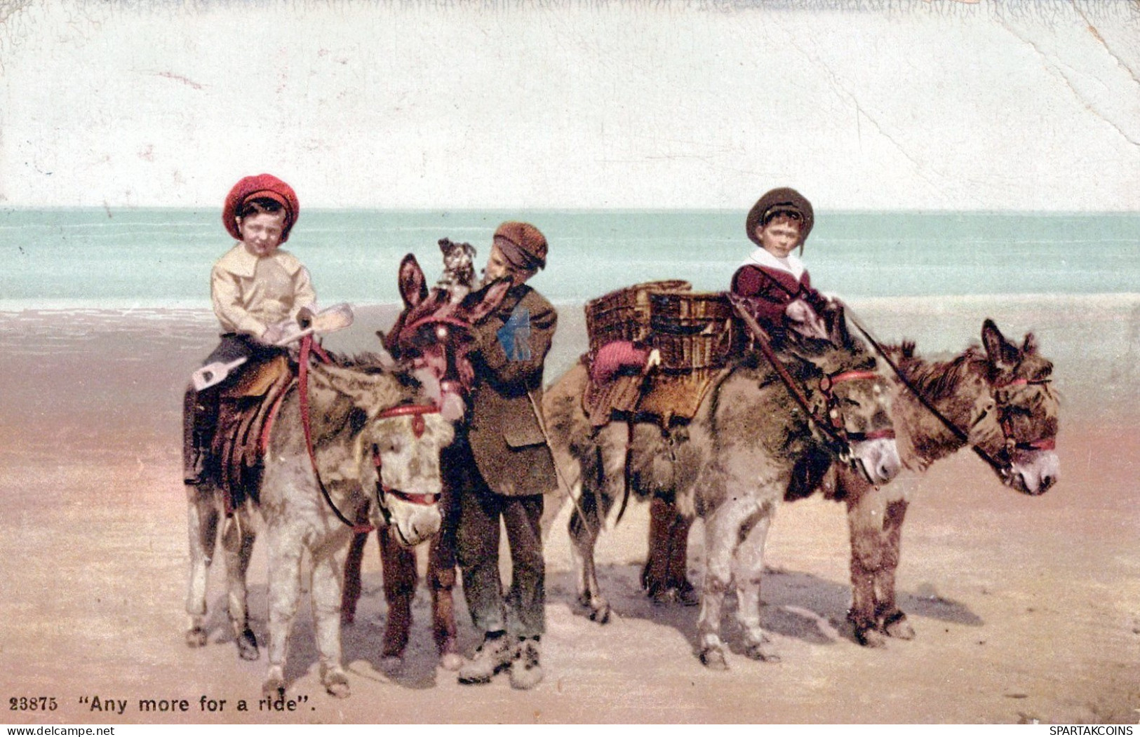 ESEL Tiere Kinder Vintage Antik Alt CPA Ansichtskarte Postkarte #PAA204.A - Donkeys