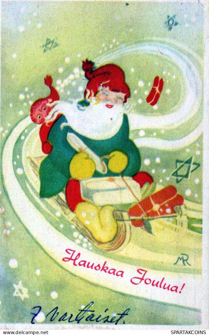 BABBO NATALE Buon Anno Natale Vintage Cartolina CPSMPF #PKG296.A - Santa Claus