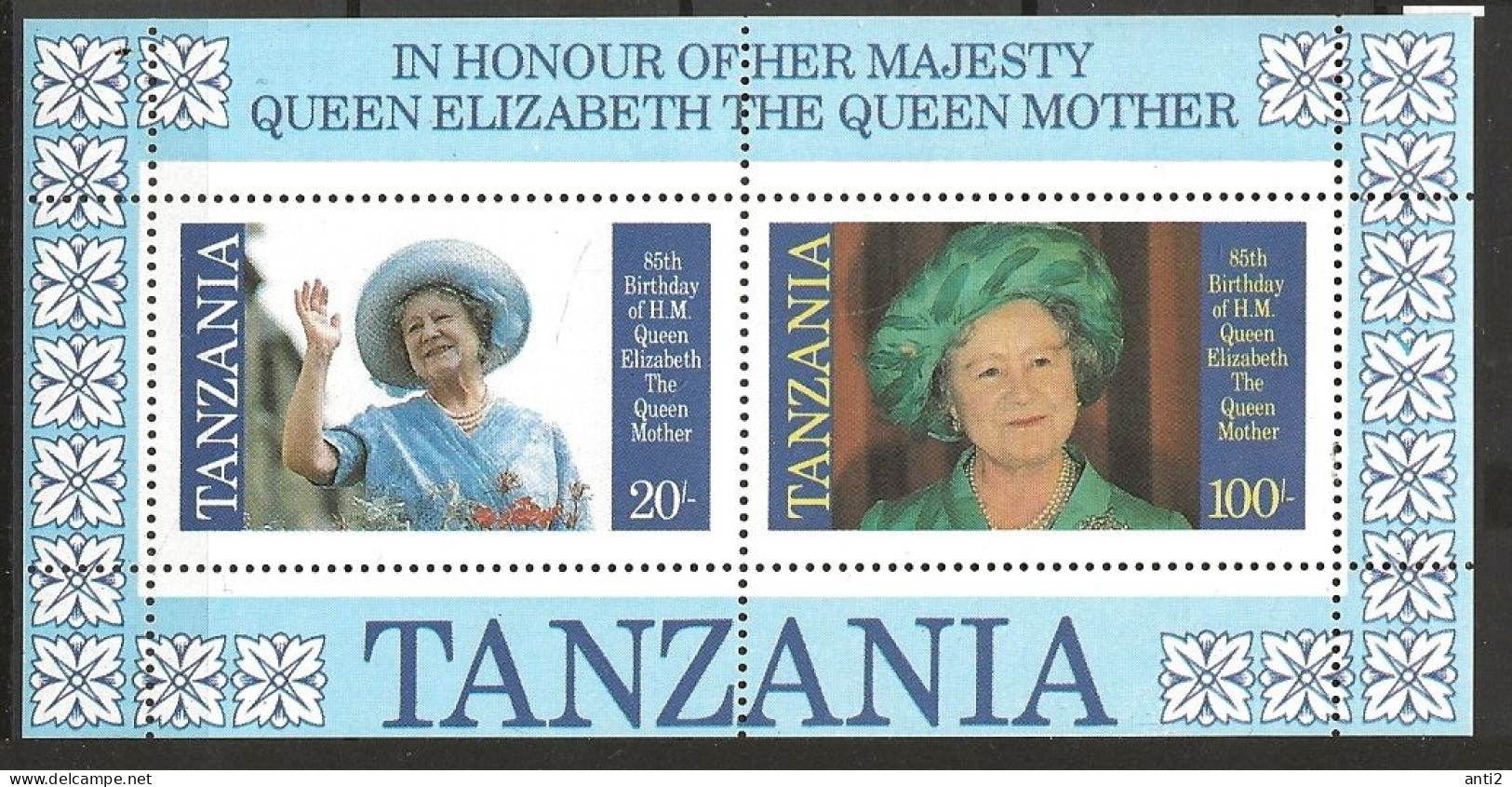 Tanzania 1985 Queens Mother 85 Years Old, Mi Bloc 43, MNH(**) - Tanzanie (1964-...)