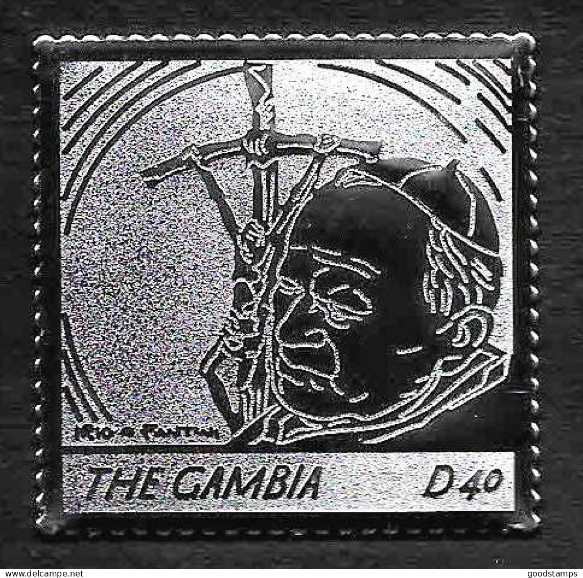 Gambia 2005, Pope John Paul II With The Crucifix, Sterling Silver Foil/embossed Stamp, Death Of The Pope, MNH , Mi. 5563 - Gambie (1965-...)