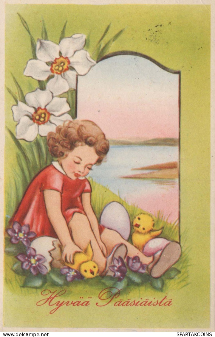 OSTERN KINDER EI Vintage Ansichtskarte Postkarte CPA #PKE360.A - Ostern