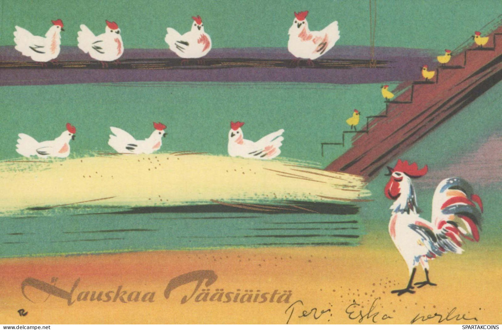 OSTERN HUHN EI Vintage Ansichtskarte Postkarte CPA #PKE390.A - Pascua