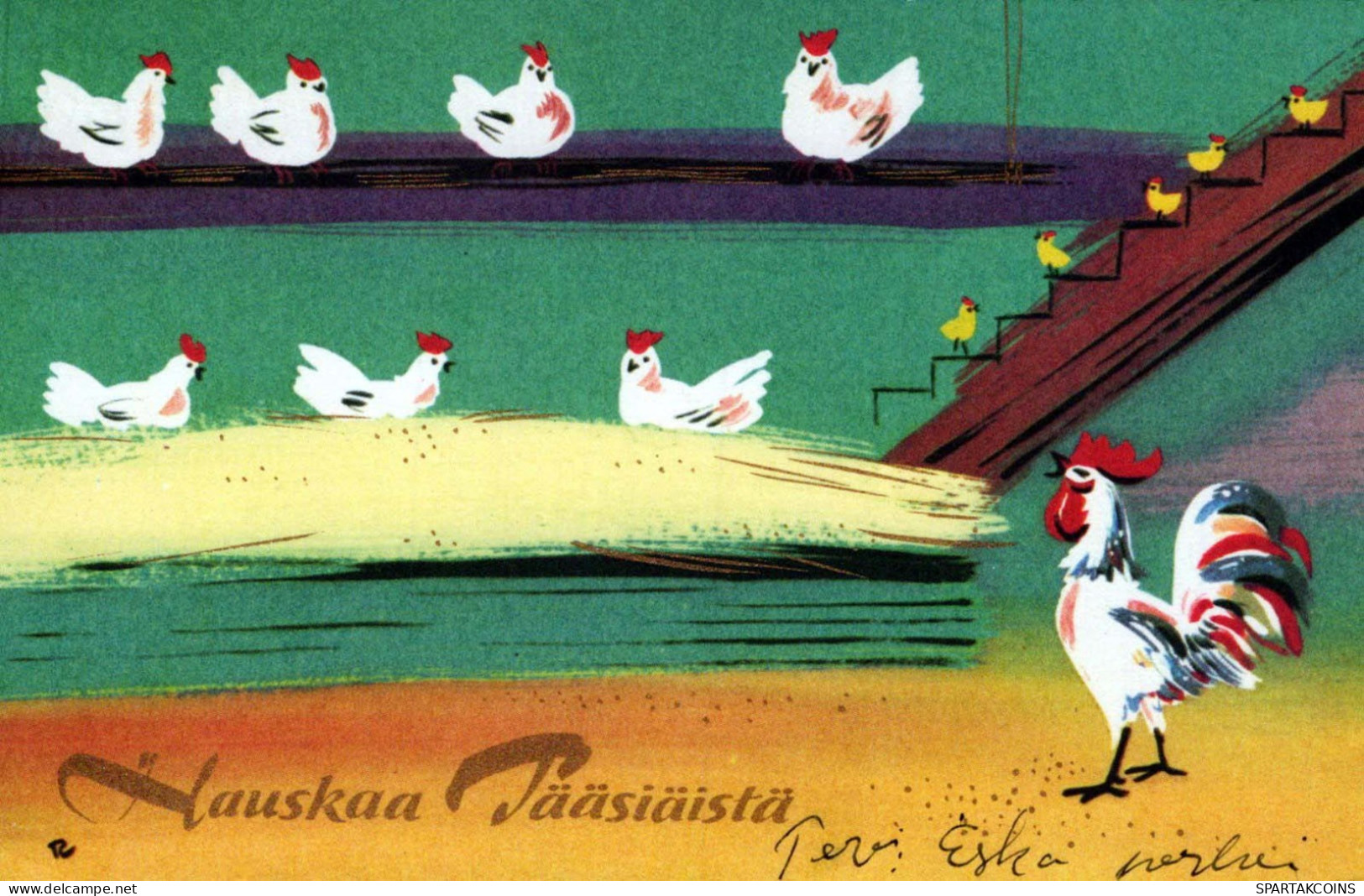 OSTERN HUHN EI Vintage Ansichtskarte Postkarte CPA #PKE390.A - Pascua