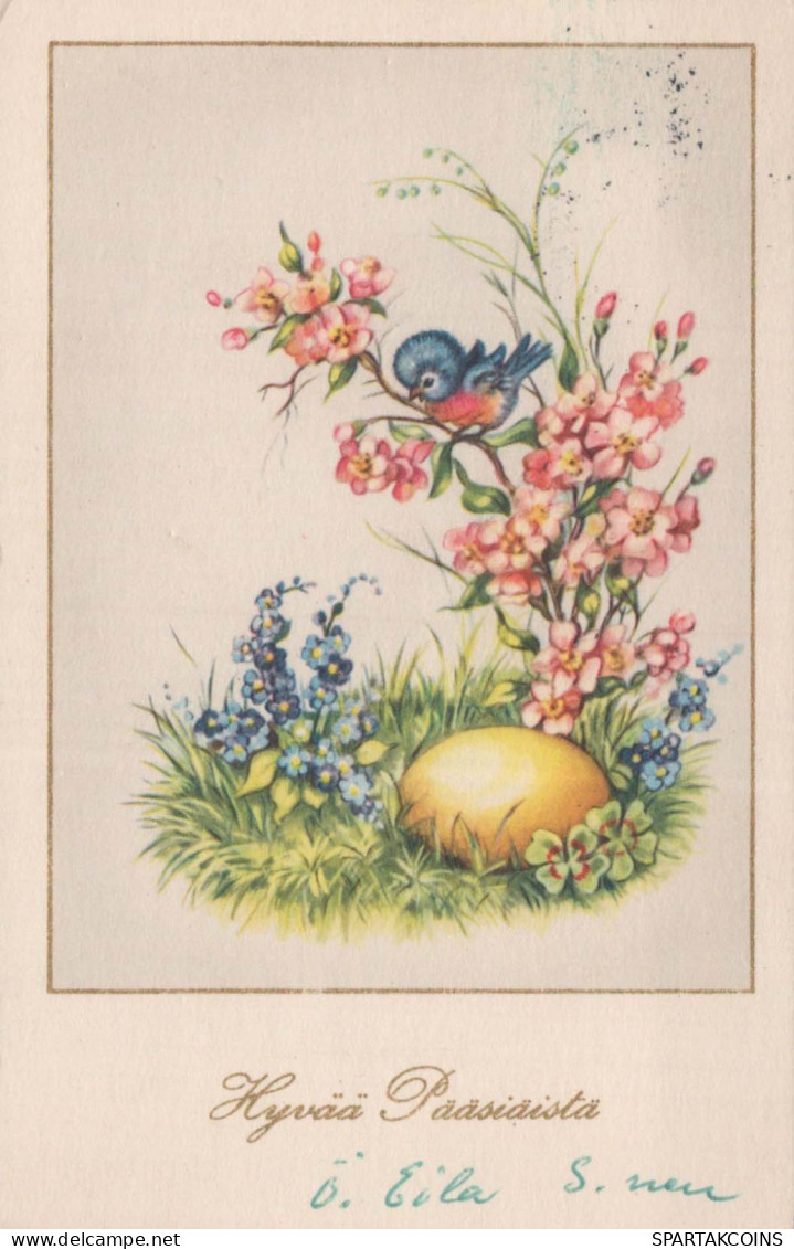 OSTERN FLOWERS EI Vintage Ansichtskarte Postkarte CPA #PKE165.A - Ostern