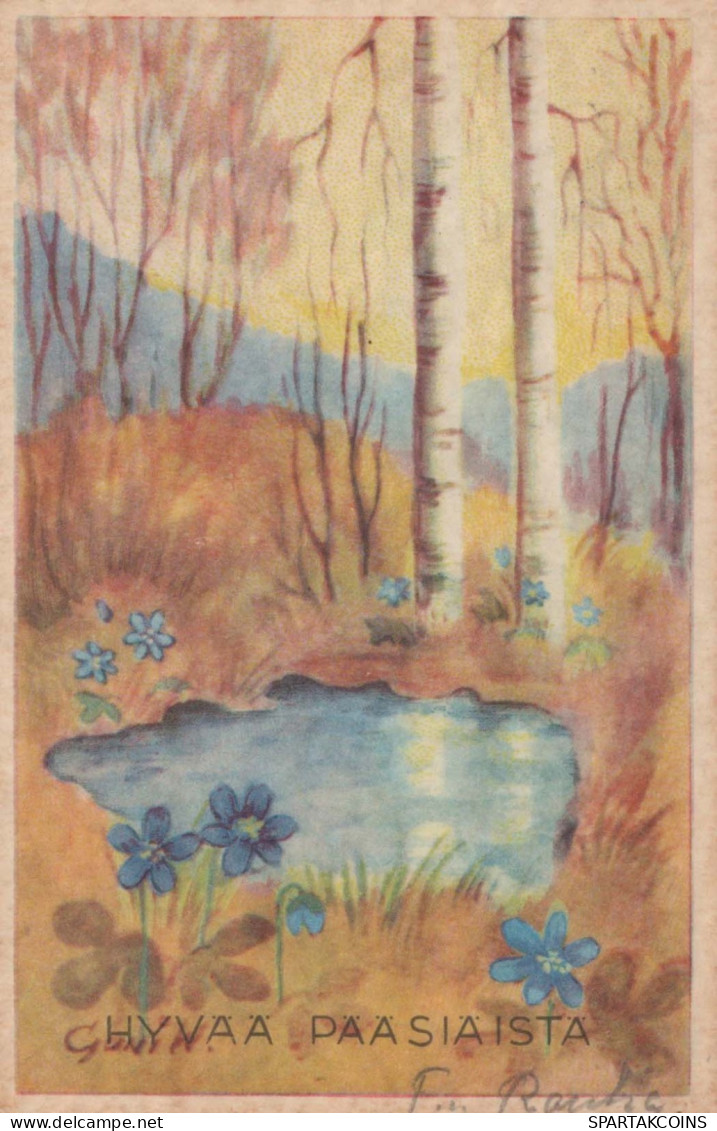 EASTER FLOWERS Vintage Postcard CPA #PKE161.A - Pascua