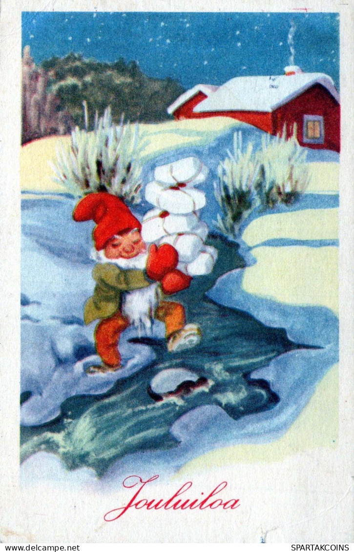 WEIHNACHTSMANN SANTA CLAUS Neujahr Weihnachten GNOME Vintage Ansichtskarte Postkarte CPSMPF #PKD479.A - Santa Claus