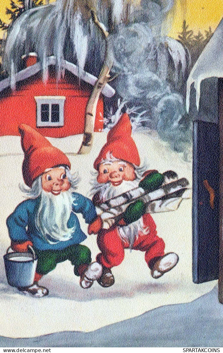 PÈRE NOËL Bonne Année Noël GNOME Vintage Carte Postale CPSMPF #PKD448.A - Santa Claus