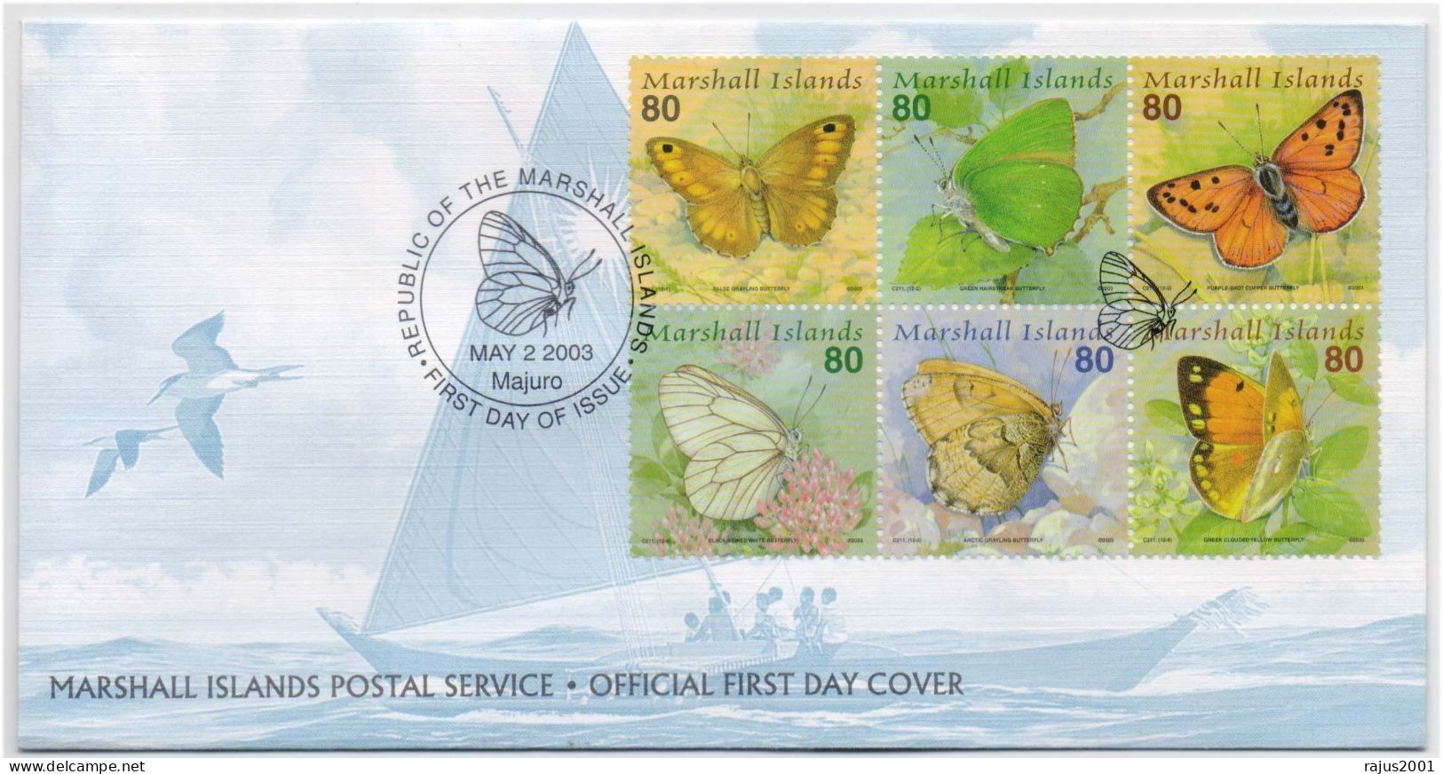 Butterflies Of The World, Copper Butterfly, Arctic Grayling, False Grayling, Insects, Insect, Animal, Marshall FDC - Butterflies