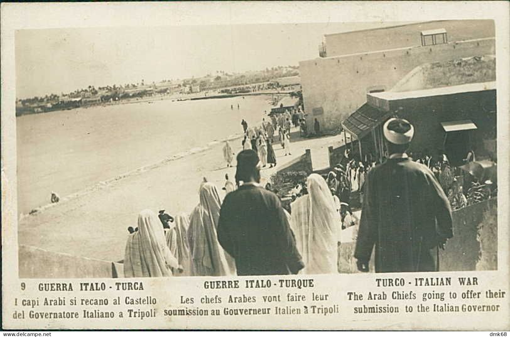 LIBYA / LIBIA - TURKEY / ITALY WAR - ARAB CHIEFS GOING TO OFFER SUBMISSION TO THE GOVERNOR - RPPC POSTCARD 1910s (12598) - Libya