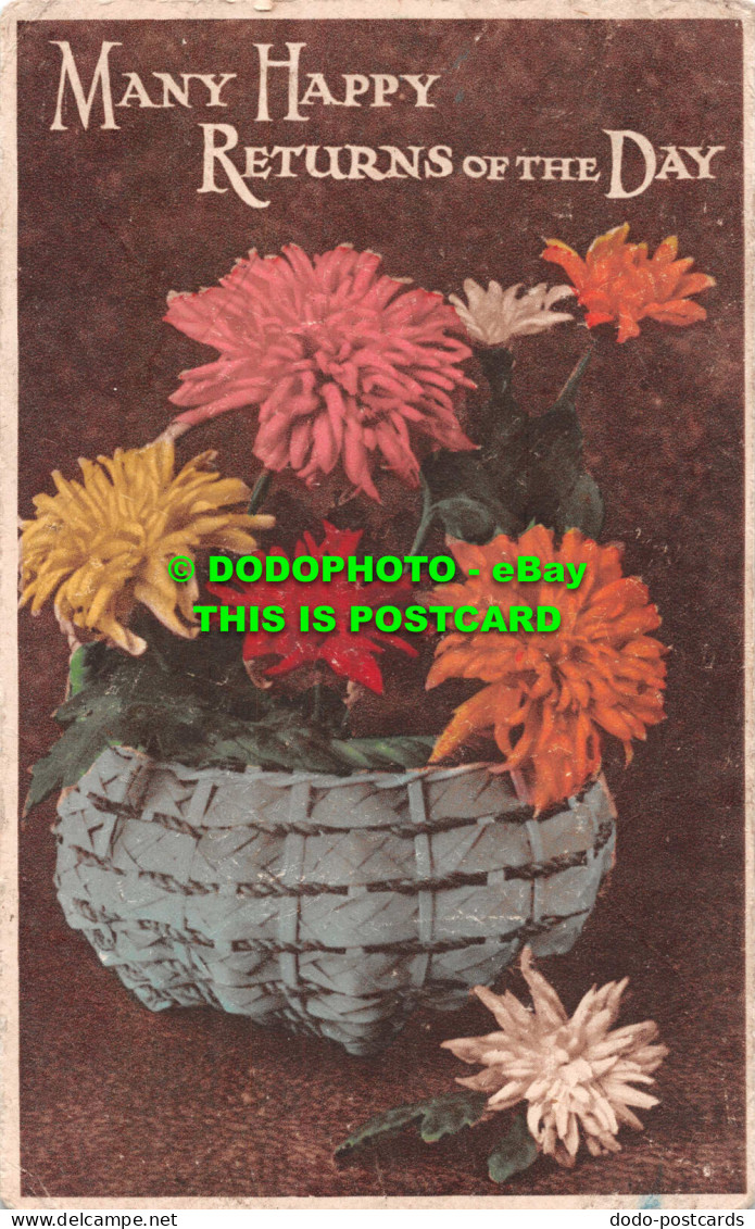 R549771 Many Happy Returns Of The Day. Basket With Flowers. Photochrom - Welt