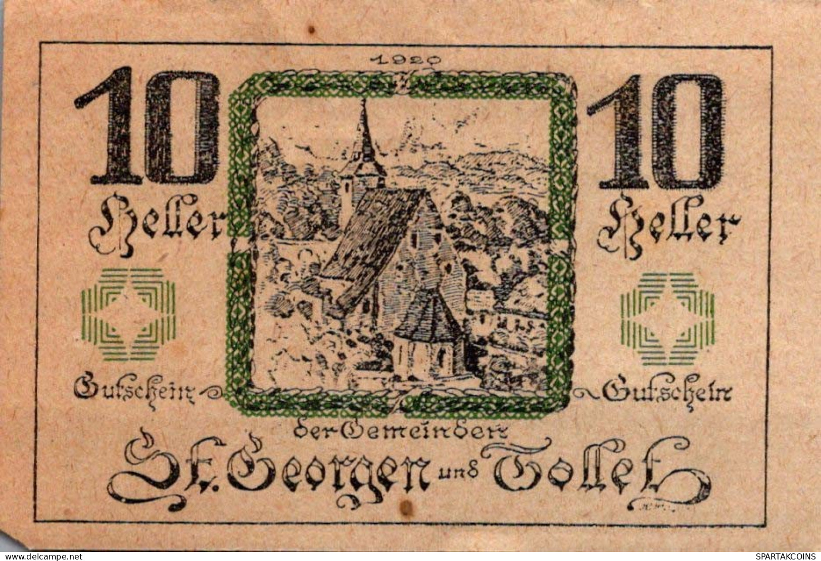 10 HELLER 1921 SANKT GEORGEN BEI GRIESKIRCHEN AND TOLLET Oberösterreich Österreich #PF013 - Lokale Ausgaben