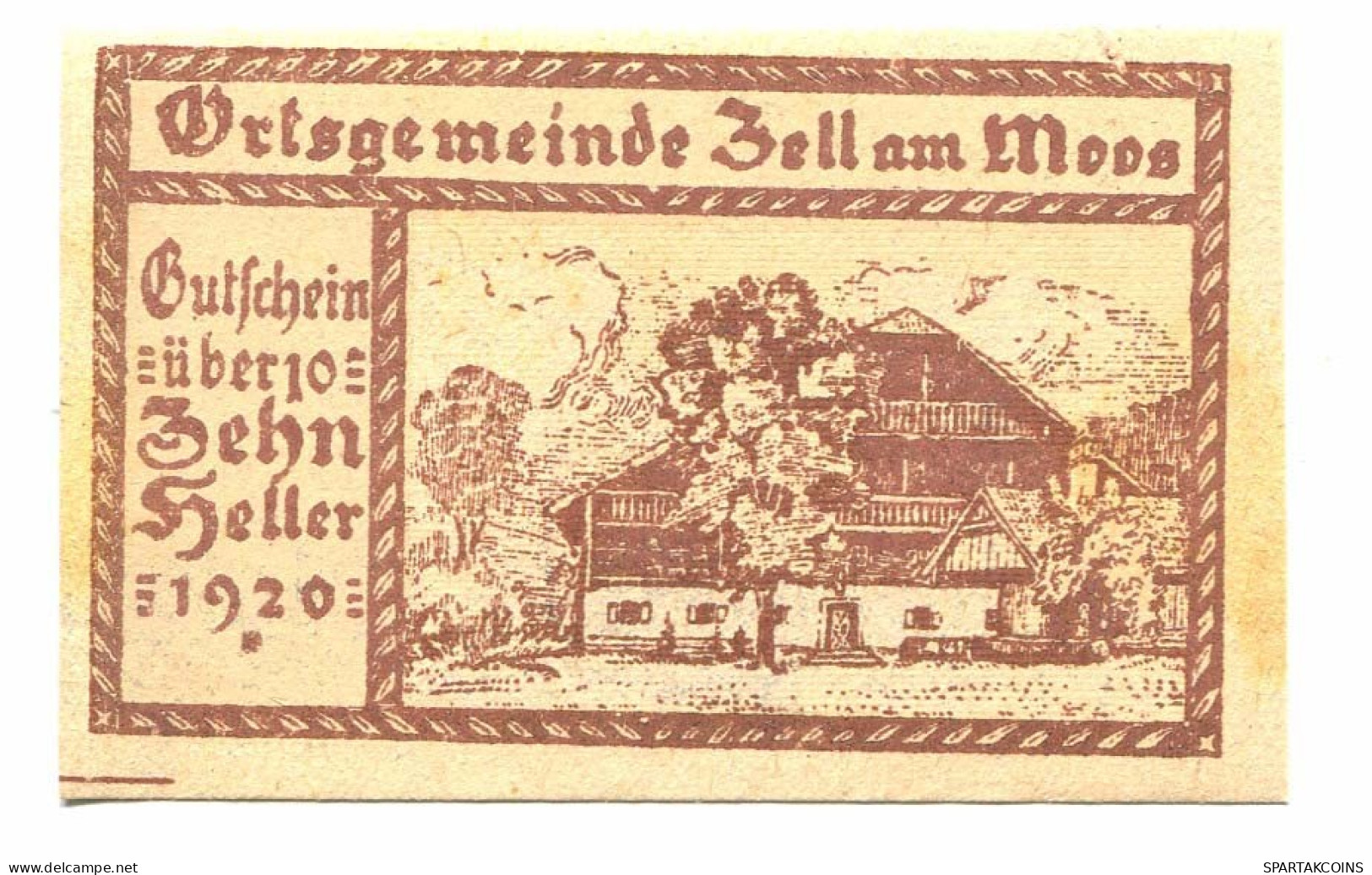 10 Heller 1920 ZELL AM MOOS Österreich UNC Notgeld Papiergeld Banknote #P10503 - Lokale Ausgaben