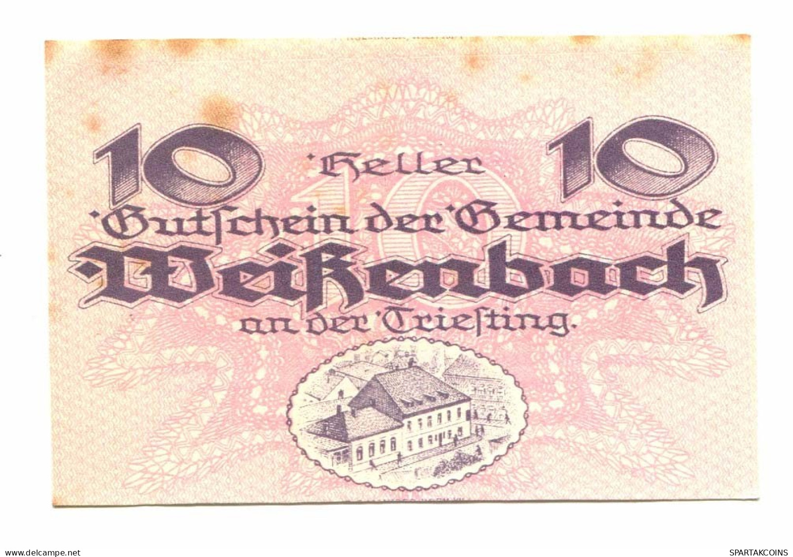 10 Heller 1920 WEISENBACH Österreich UNC Notgeld Papiergeld Banknote #P10433 - Lokale Ausgaben