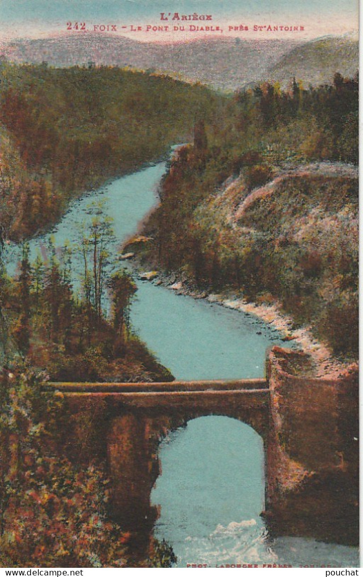 OP 14-(09) FOIX - LE PONT DU DIABLE , PRES SAINT ANTOINE - CARTE COLORISEE- 2 SCANS - Foix