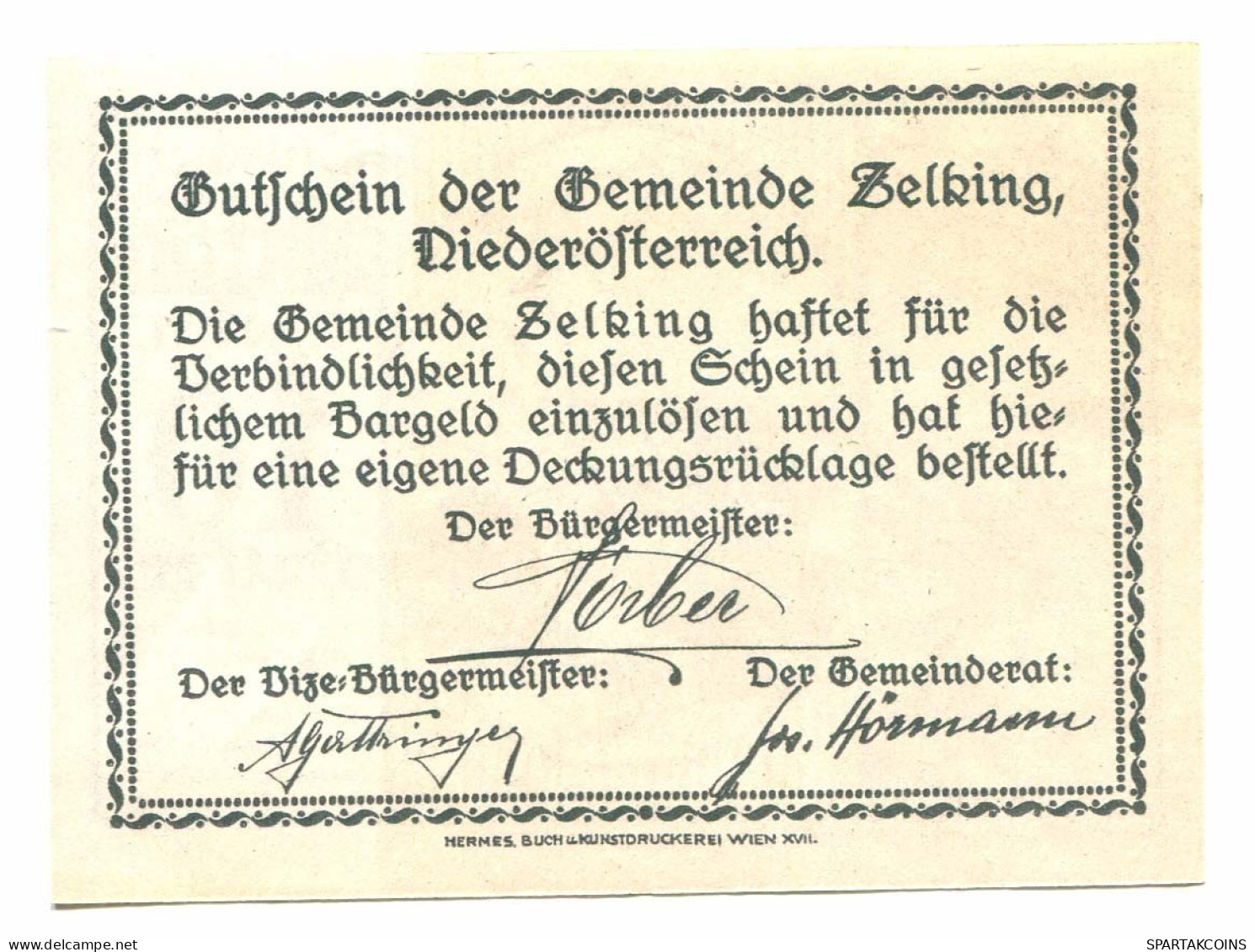 10 Heller 1920 ZELKING Österreich UNC Notgeld Papiergeld Banknote #P10524 - Lokale Ausgaben