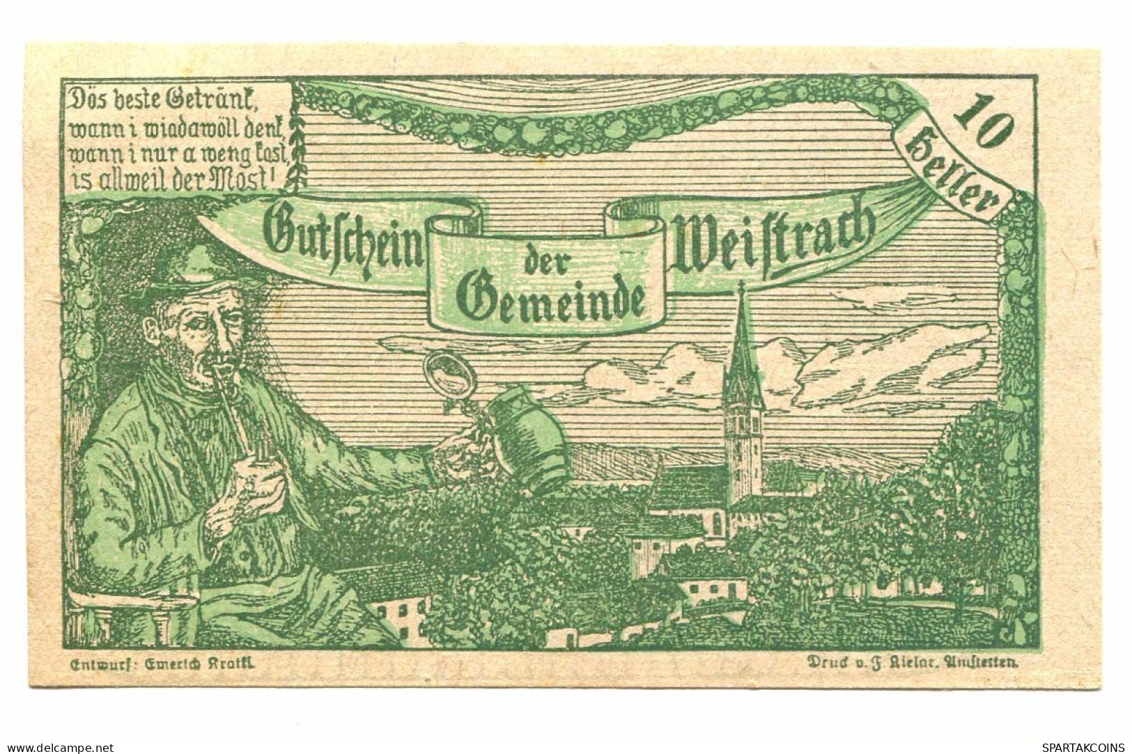 10 Heller 1920 WEISTBACH Österreich UNC Notgeld Papiergeld Banknote #P10467 - Lokale Ausgaben