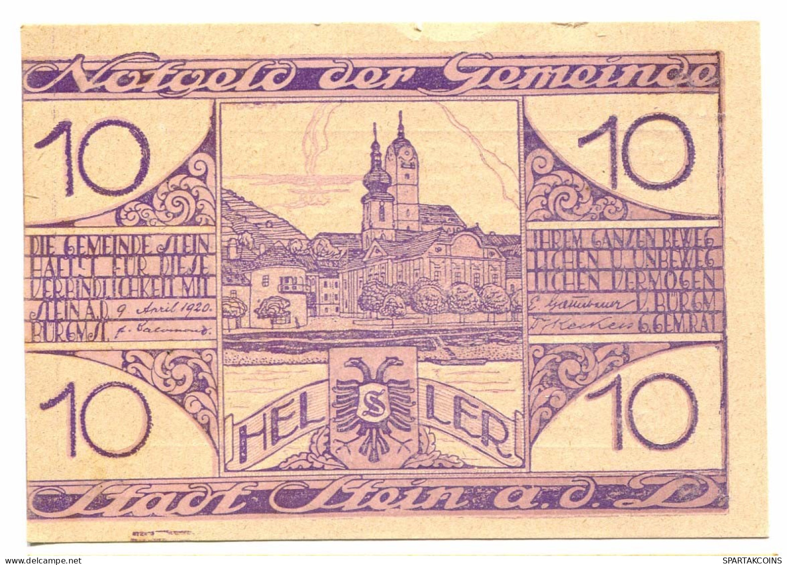 10 Heller 1920 STEIN Österreich UNC Notgeld Papiergeld Banknote #P10331 - Lokale Ausgaben