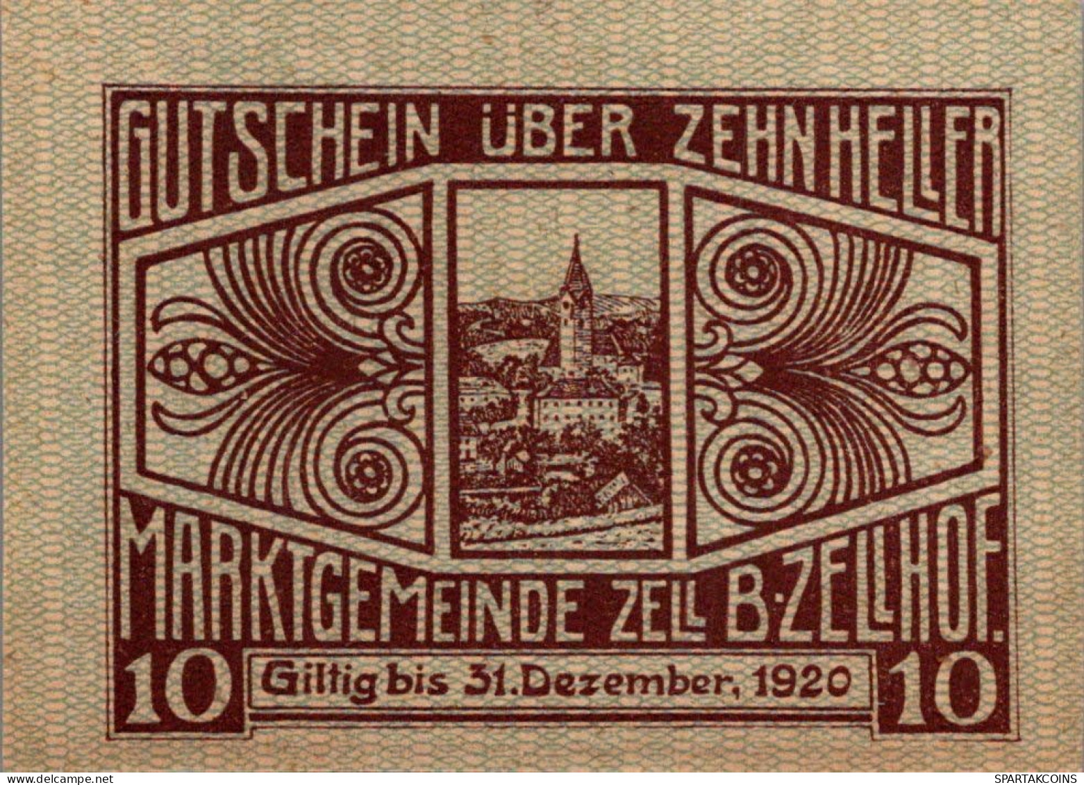 10 HELLER 1920 Stadt ZELL BEI ZELLHOF Oberösterreich Österreich Notgeld Papiergeld Banknote #PG762 - Lokale Ausgaben