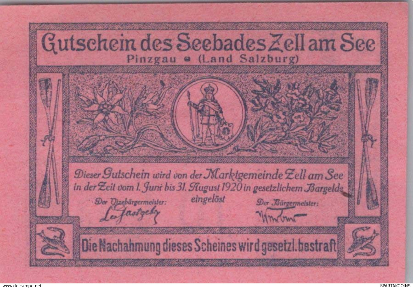 10 HELLER 1920 Stadt ZELL AM SEE Salzburg Österreich Notgeld Banknote #PE111 - Lokale Ausgaben