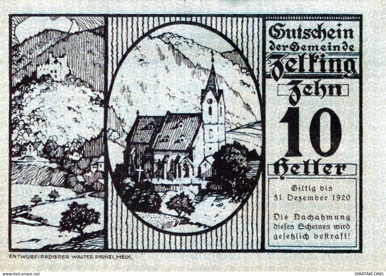 10 HELLER 1920 Stadt ZELL AM SEE Salzburg Österreich Notgeld Banknote #PE101 - Lokale Ausgaben