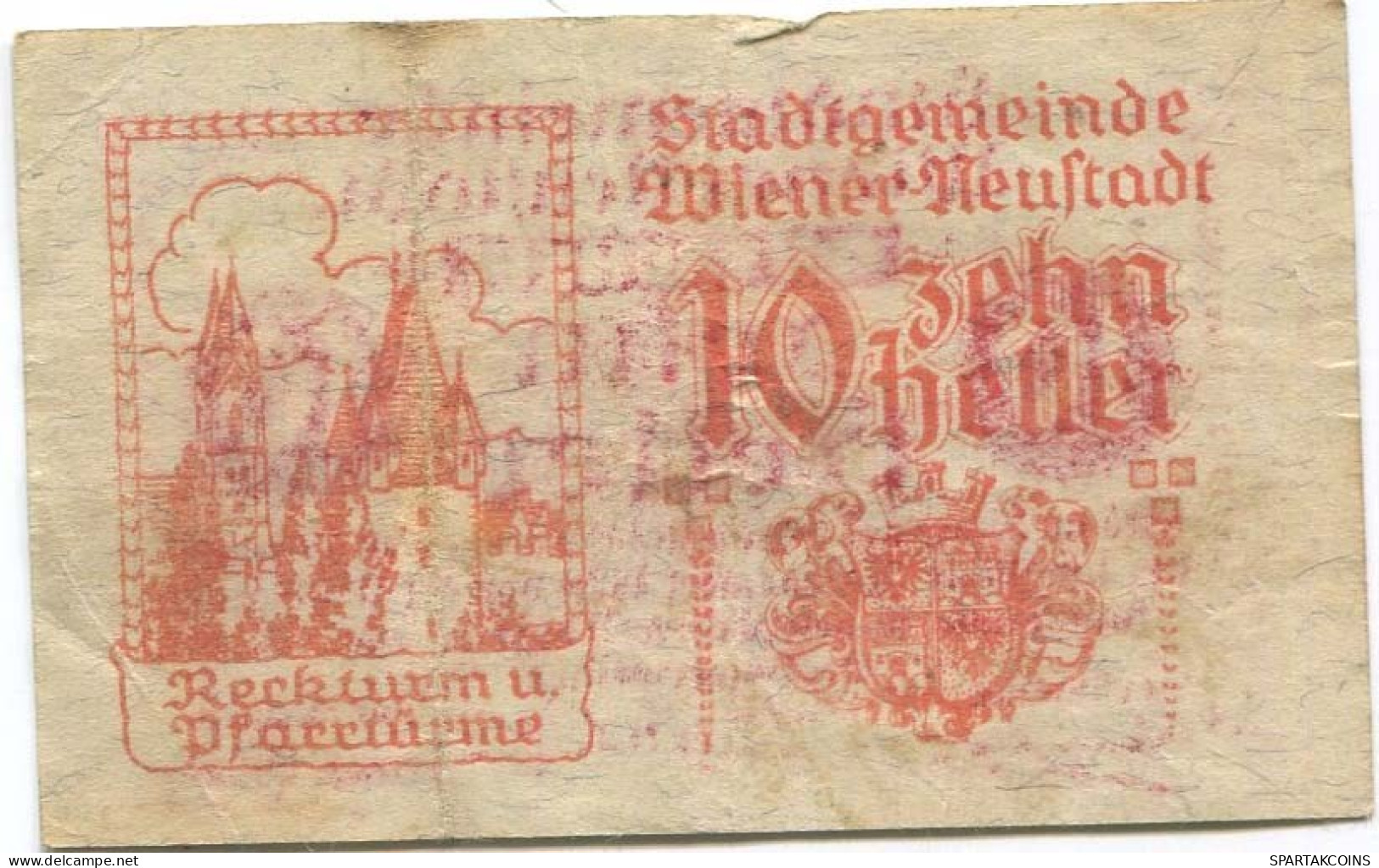10 HELLER 1920 Stadt WIENER NEUSTADT Niedrigeren Österreich Notgeld Papiergeld Banknote #PL761 - Lokale Ausgaben