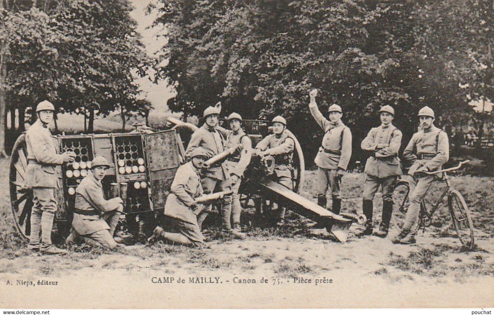 OP 16-(10) CAMP DE MAILLY - CANON DE 75 - PIECE PRETE - 2 SCANS - Mailly-le-Camp