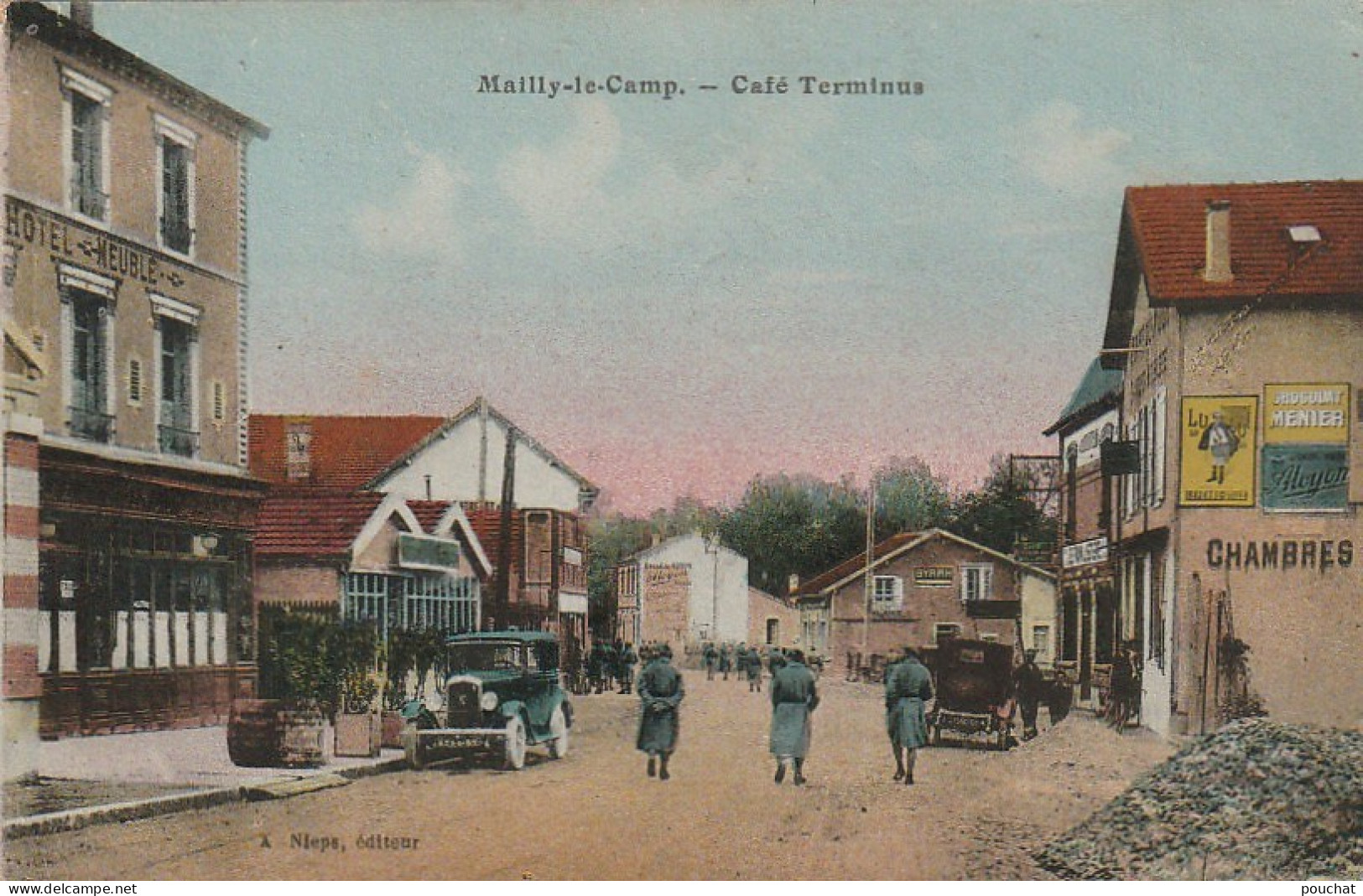 OP 16-(10) MAILLY LE CAMP - CAFE TERMINUS - CARTE COLORISEE - 2 SCANS - Mailly-le-Camp