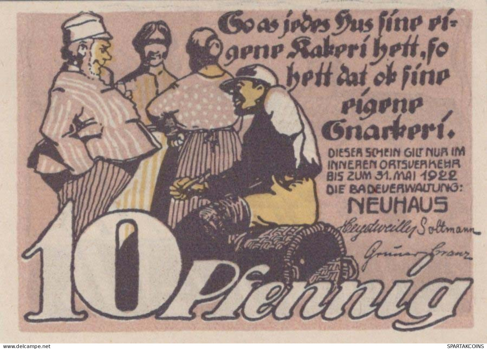 10 PFENNIG 1922 Stadt NEUHAUS MECKLENBURG-SCHWERIN UNC DEUTSCHLAND #PH633 - Lokale Ausgaben