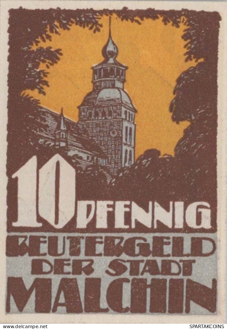10 PFENNIG 1922 Stadt MALCHIN Mecklenburg-Schwerin DEUTSCHLAND Notgeld #PG346 - Lokale Ausgaben