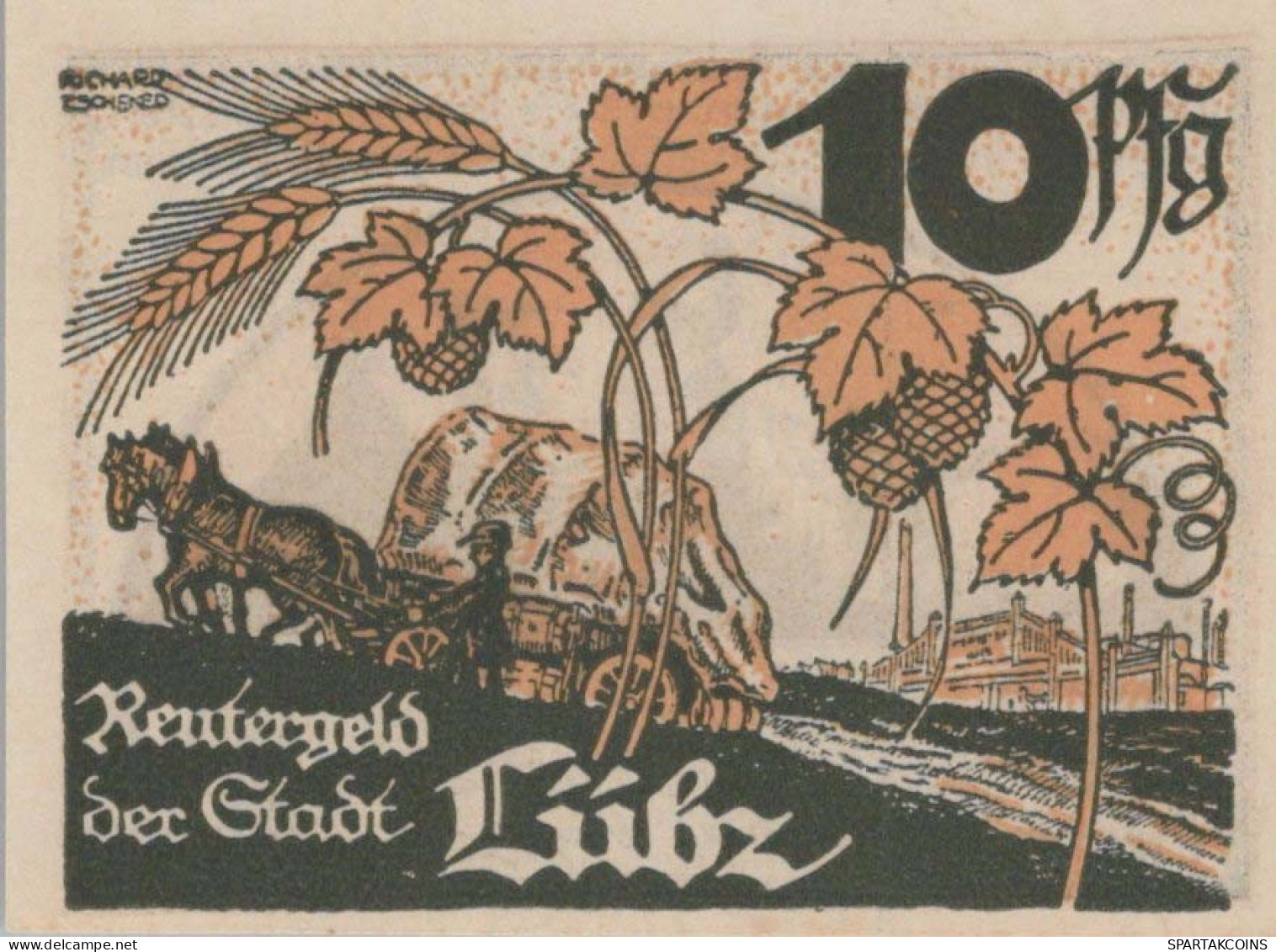 10 PFENNIG 1922 Stadt LÜBZ Mecklenburg-Schwerin DEUTSCHLAND Notgeld #PJ126 - Lokale Ausgaben