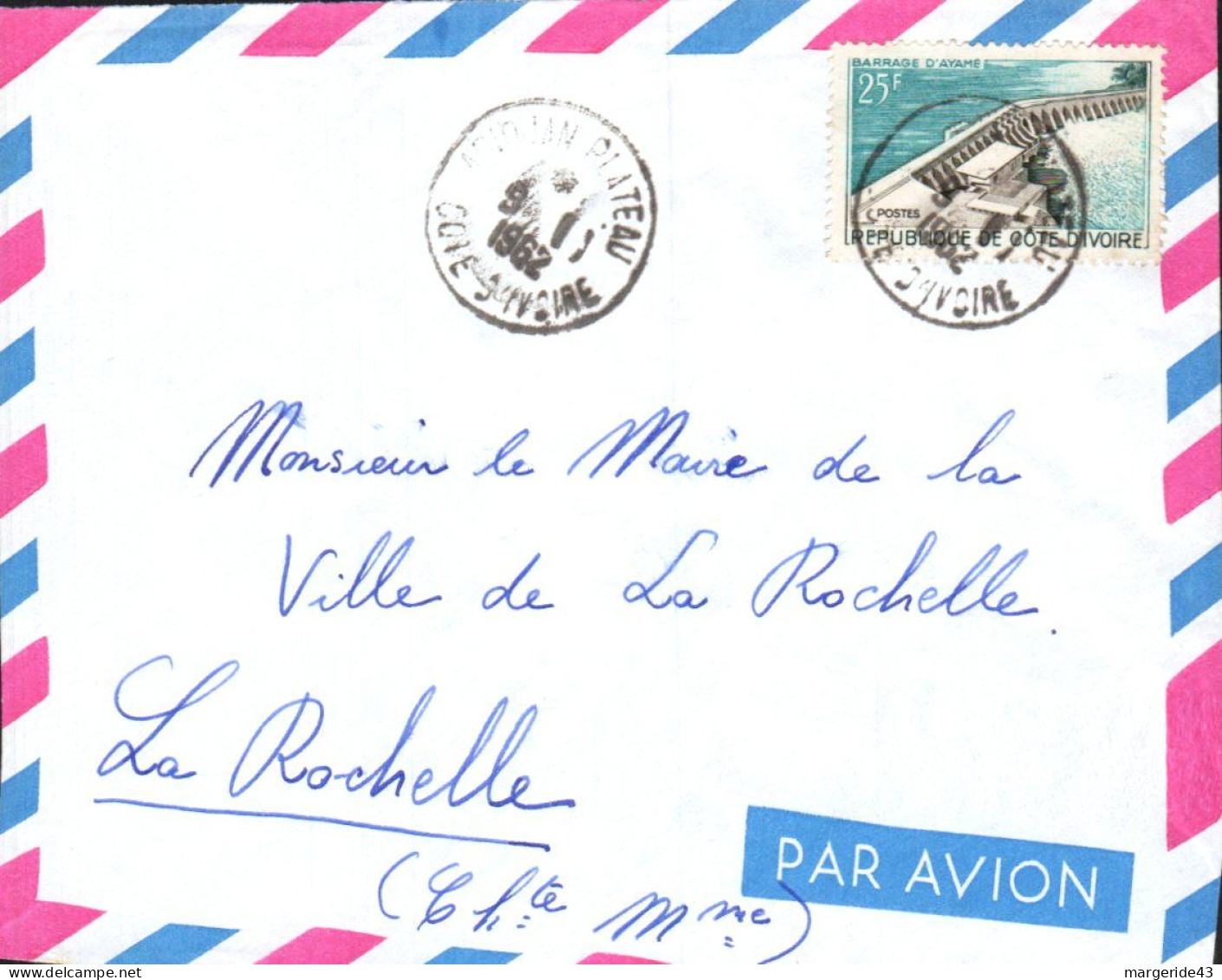 COTE D'IVOIRE SEUL SUR LETTRE POUR LA FRANCE 1962 - Ivory Coast (1960-...)