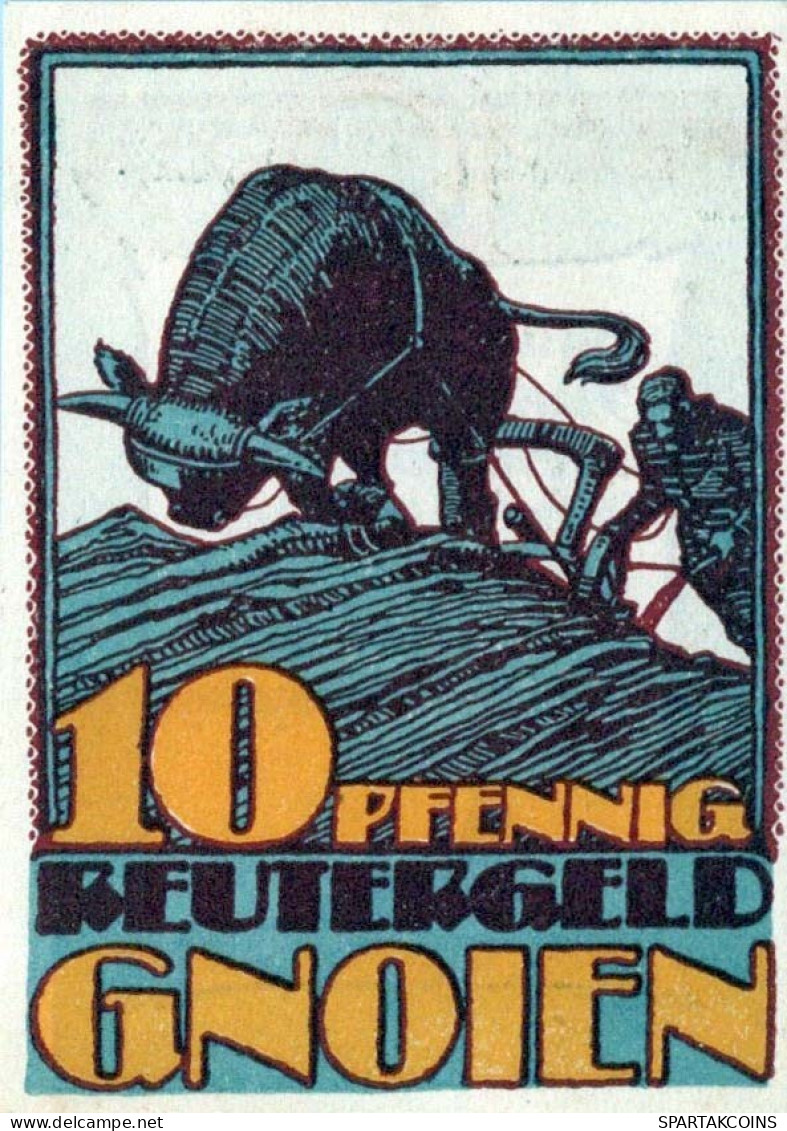 10 PFENNIG 1922 Stadt GNOIEN Mecklenburg-Schwerin DEUTSCHLAND Notgeld #PG049 - Lokale Ausgaben