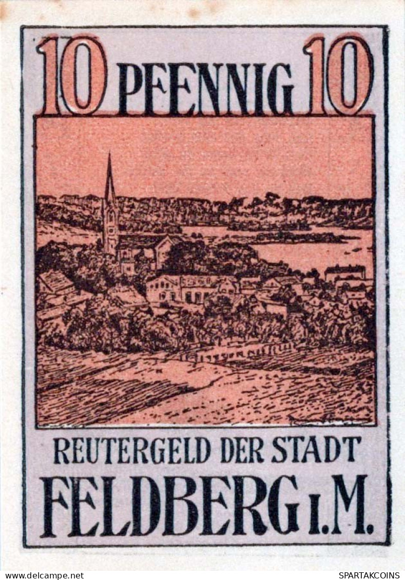10 PFENNIG 1922 Stadt FELDBERG IN MECKLENBURG UNC DEUTSCHLAND #PI545 - Lokale Ausgaben