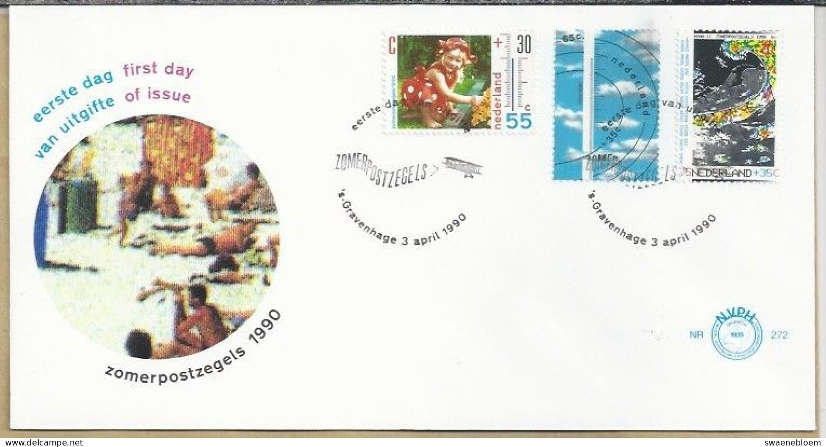 NL.- FDC. NVPH Nr. 272. EERSTE DAG VAN UITGIFTE. FIRST DAY OF ISSUE. 03-04-1990. ZOMERPOSTZEGELS 1990. - FDC