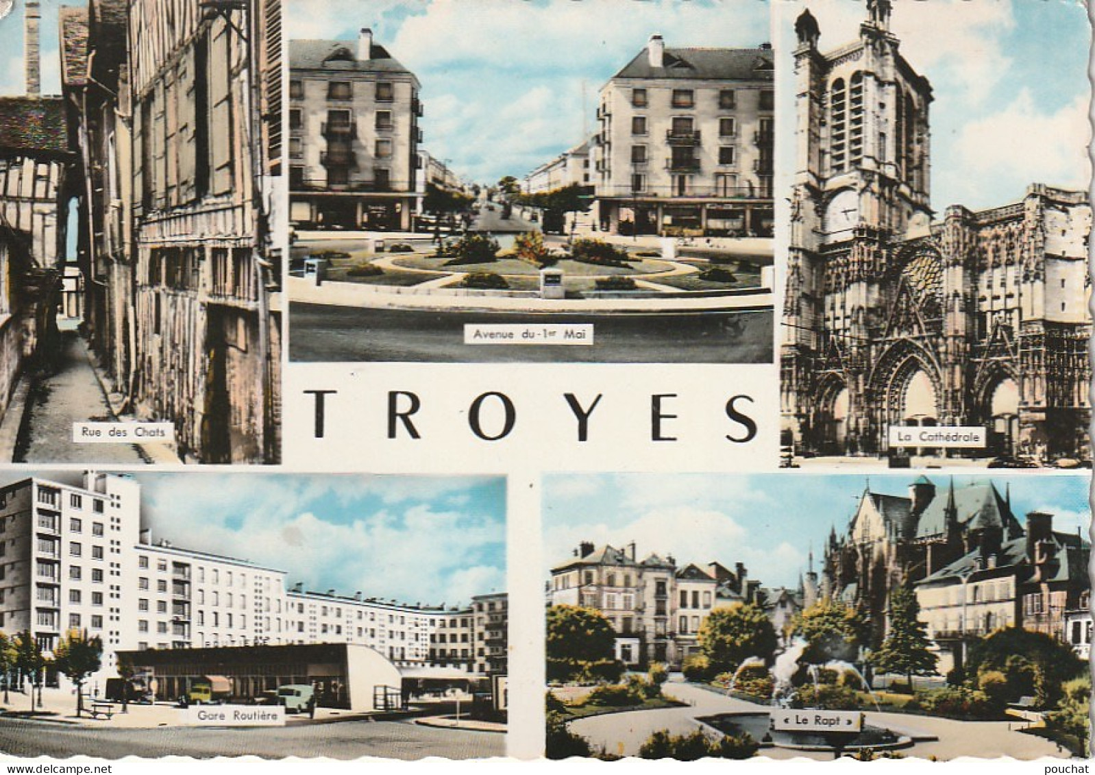 OP 17-(10) TROYES - CARTE COULEURS MULTIVUES : GARE ROUTIERE , AVENUE DU 1er MAI ... - 2 SCANS - Troyes